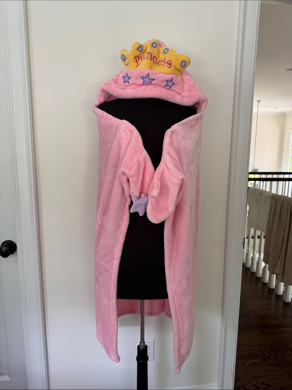 Princess Pink Hooded Kids Bath Wrap with Crown